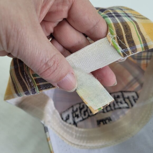 Tennessee Hat Cap Adult One Size Orange Plaid Adjustable Hook & Loop Logo Preppy - Picture 8 of 9